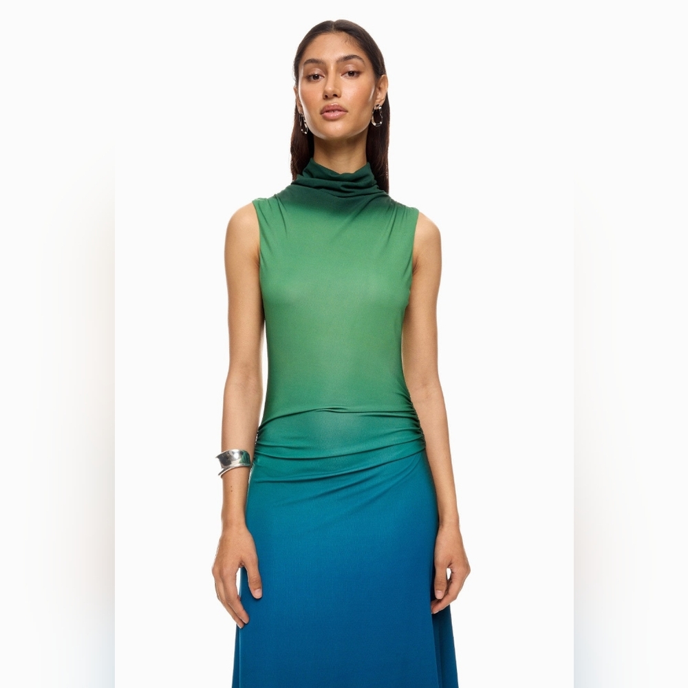 Jonathan Simkhai Aldina Sleeveless Green to Blue Ombre Maxi Dress, XS